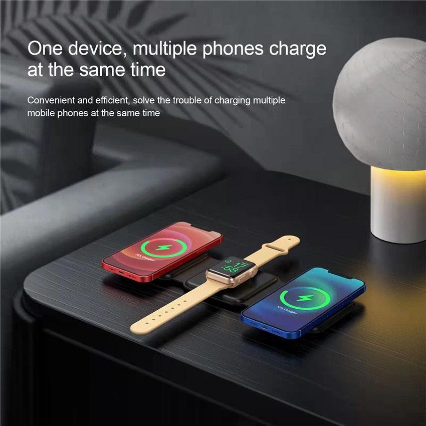 65W 3 in 1 Magnetic Wireless Charger Stand Foldable for iPhone 14 13 12 Pro Max Airpods iWatch 8 7 Fast Charging Dock Station