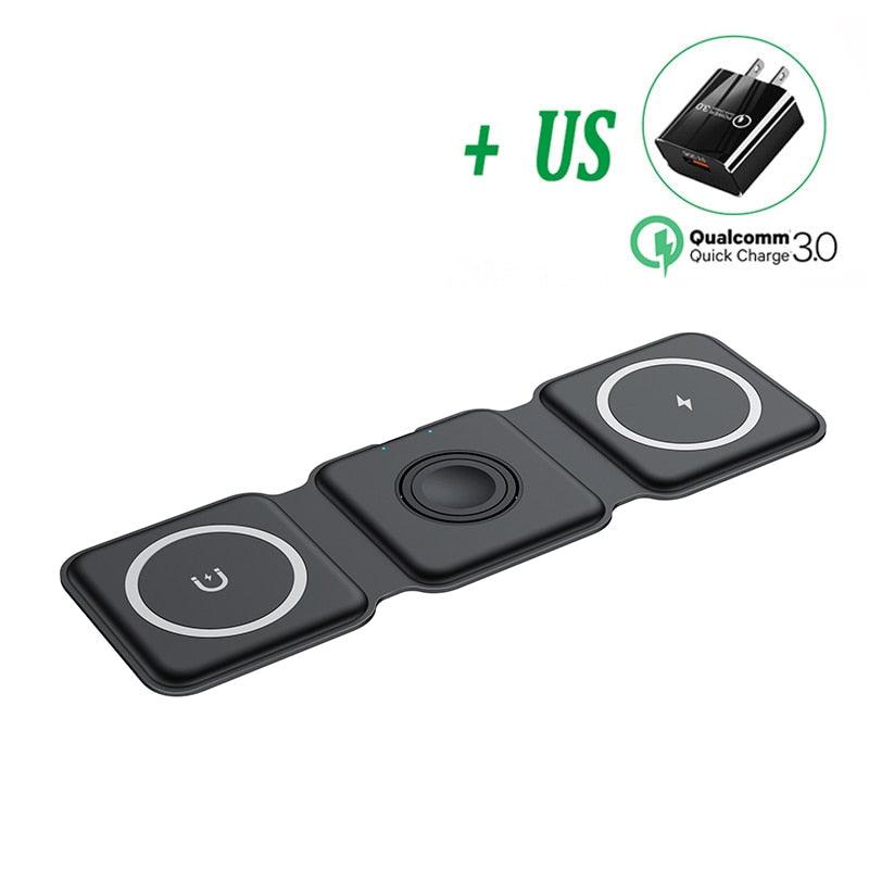 65W 3 in 1 Magnetic Wireless Charger Stand Foldable for iPhone 14 13 12 Pro Max Airpods iWatch 8 7 Fast Charging Dock Station