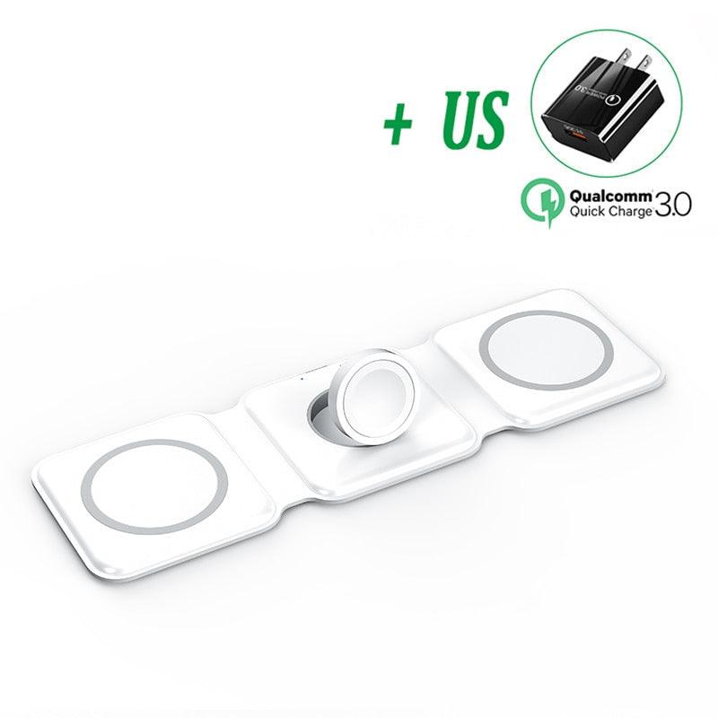 65W 3 in 1 Magnetic Wireless Charger Stand Foldable for iPhone 14 13 12 Pro Max Airpods iWatch 8 7 Fast Charging Dock Station