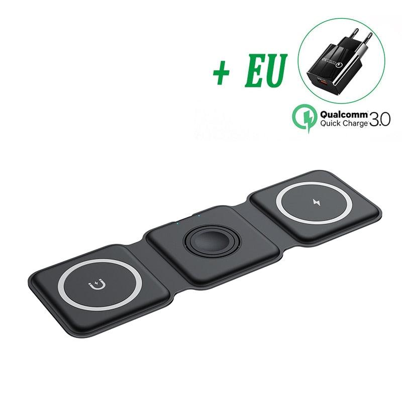 65W 3 in 1 Magnetic Wireless Charger Stand Foldable for iPhone 14 13 12 Pro Max Airpods iWatch 8 7 Fast Charging Dock Station